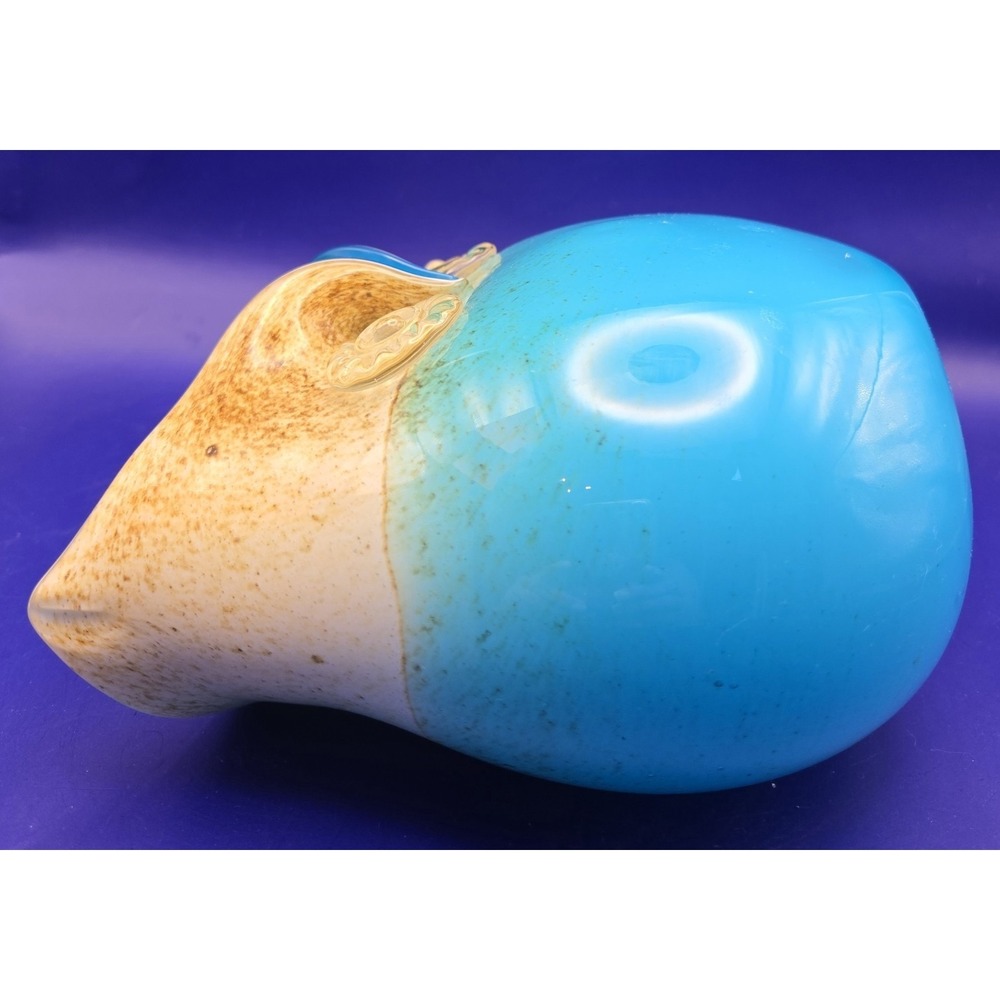 Blenko Style Vase Owl. Vintage Hand Blown. Aqua, Turquoise, and Tan.(#4) - Picture 10 of 12